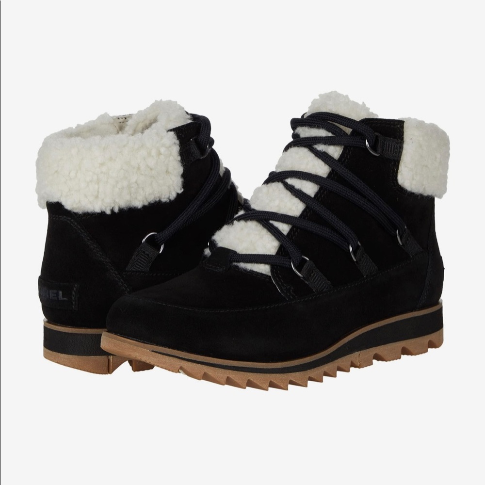 NEW SOREL HARLOW LACE COZY WATERPROOF BLACK SOLE BOOTIE: 9 - Picture 5 of 8